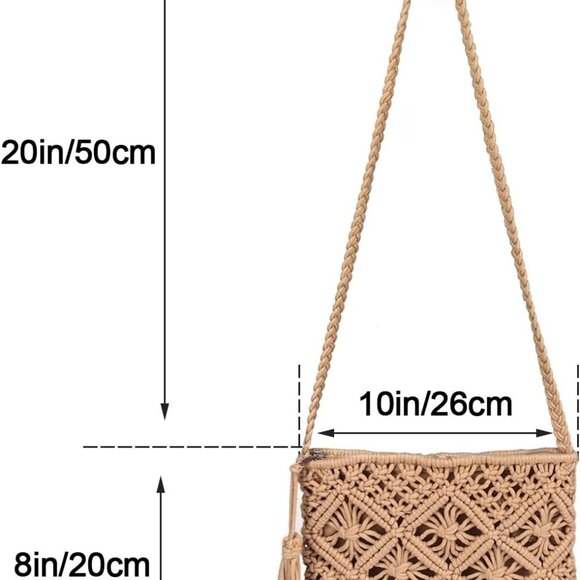 Boho Crossbody Handbag,Handwoven cotton rope Shoulder Bag,Summer Beach Clutches - Picture 2 of 6